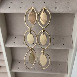 Gold Oval Dangle Earrings | Minimal Layered Statement | Modern Matte Accent